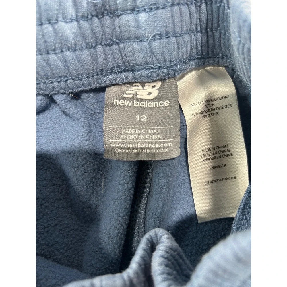 New Balance Boys Blue Fleece Jogger Sweatpants Size 12 Elastic Waist Athletic